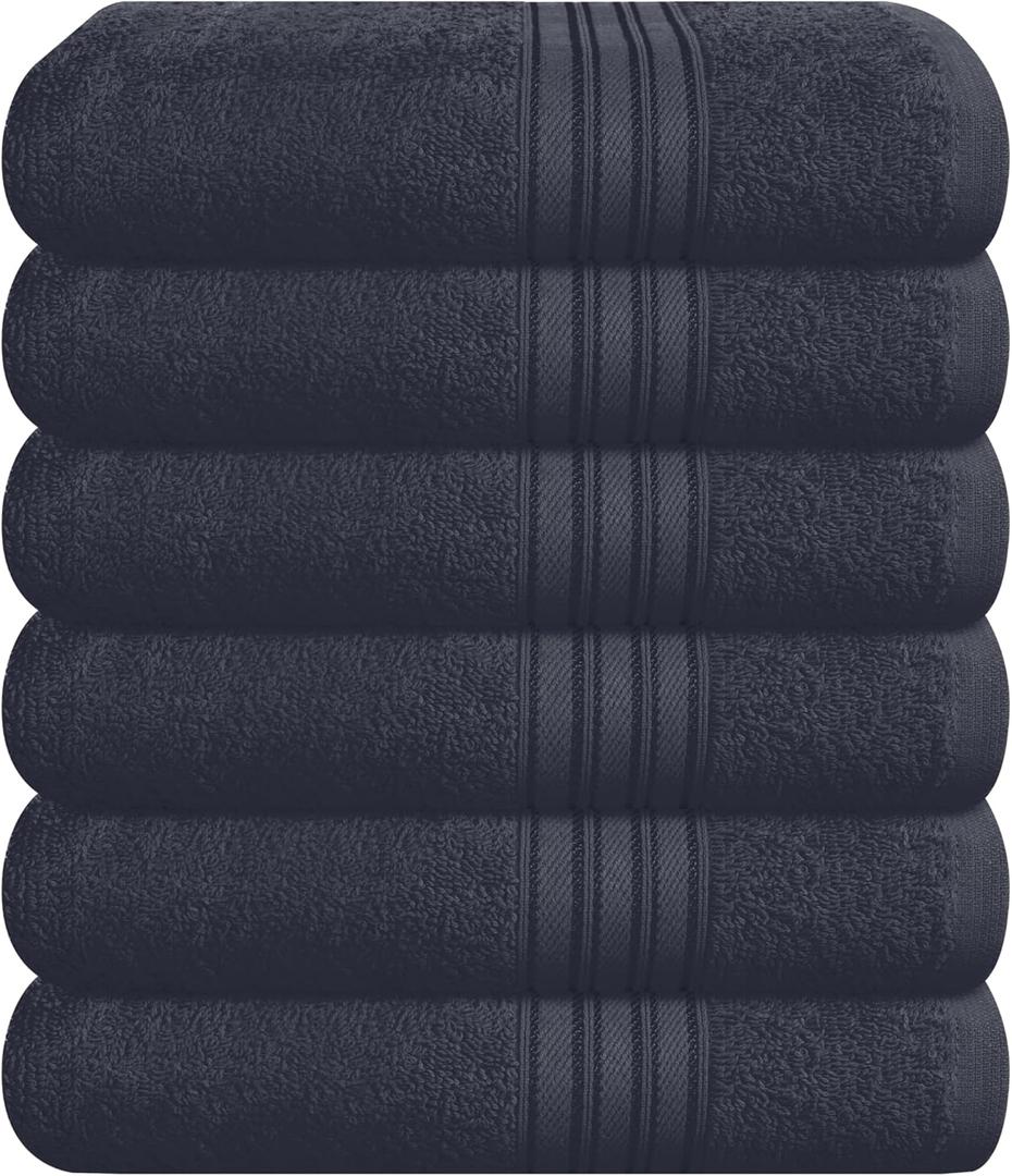 BOUTIQUO Ultra Soft Cotton 6 -Piece Hand Towel Set 16x24 Inch, Ideal for use in Bathroom, Kitchen, Gym, Spa & General Cleaning, Compact & Lightweight Multi Purpose Hand Towels - Charcoal Grey
