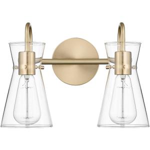 ML Lighting | Camellia Collection | 21002-MG | 2 Light Vanity in Modern Gold Finish with Clear Glass Shade | Versatile Design That adds High-End Texture and Elegance to Your Bathroom