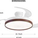 42 Inch Fandelier Ceiling Fan with Light, Modern LED Smart Ceiling Fan Lights with Retractable Blades and Remote Control, Adjustable Color Temperature for Bedroom Living Room