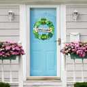 5 x St. Patrick's Day Decorations Wooden Shamrock Wreath for Front Door Welcome Sign, Farmhouse St. Patrick's Decor Welcome Door Hanging Sign Outdoor Indoor Shamrock Clover Spring Wall Home Decor