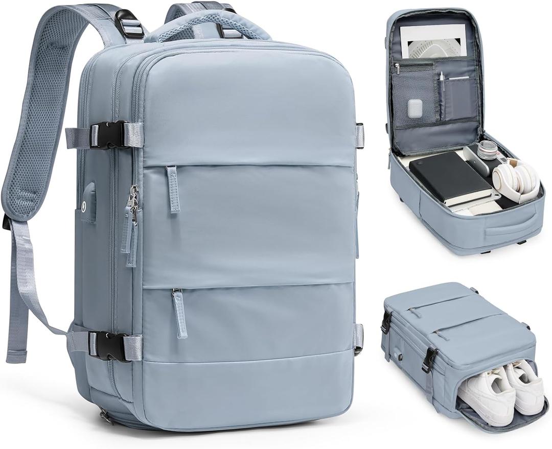 Travel Backpack For Women Men Airline Approved Carry On Backpack Flight Approved Waterproof Sports Luggage Backpack Casual Daypack Small Hiking Backpack Grey Blue (Standard)