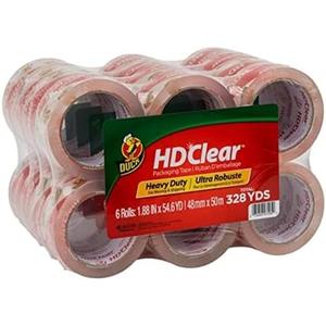 Duck HD Clear Packing Tape Refills - 24 Rolls of Heavy Duty Shipping and Moving Packing Tape - Clear Strong Packaging Tape for Boxes, Packing and Moving Supplies - 1.88 In. x 54.6 Yards (393730)