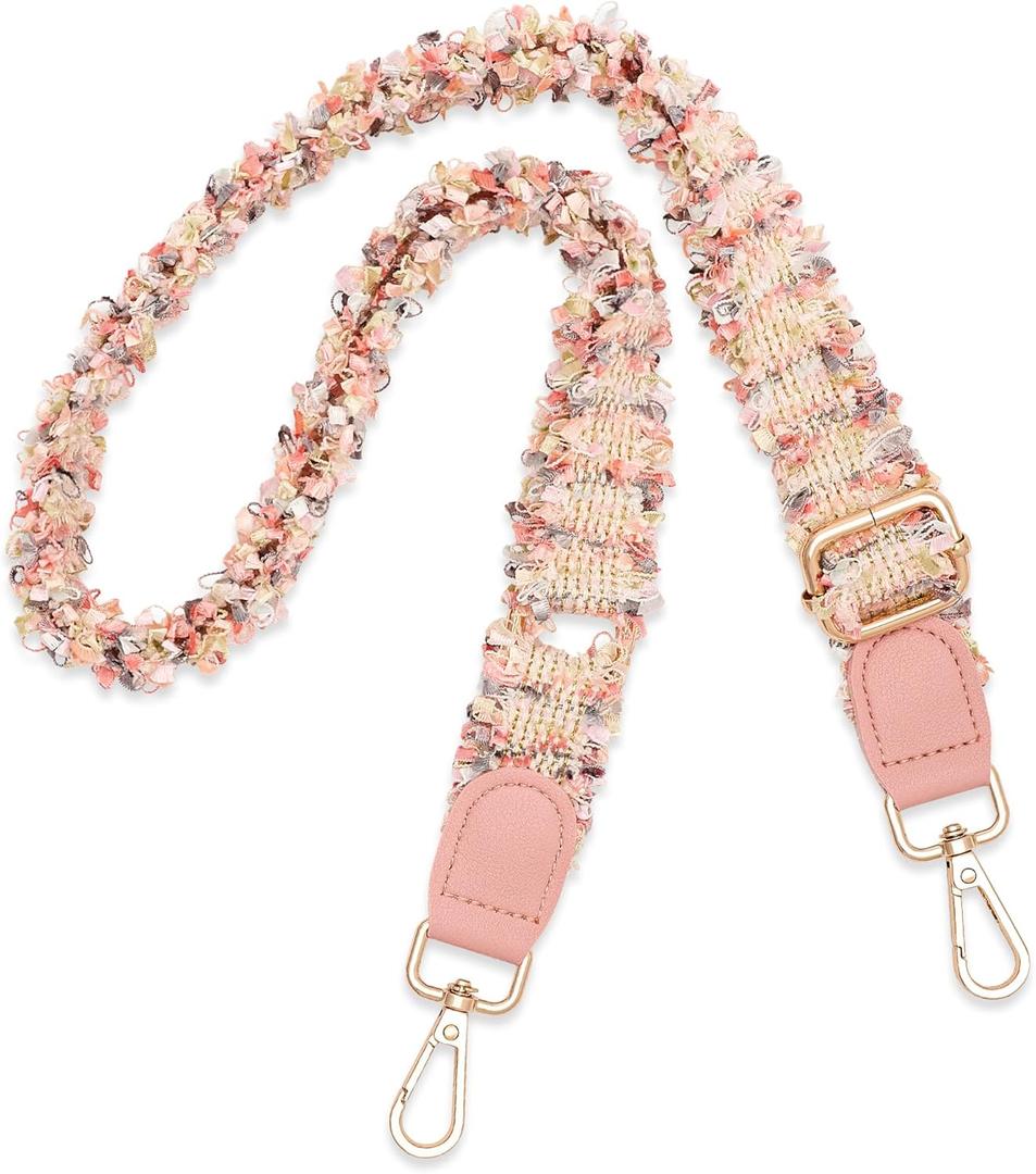 chushui Woven Purse Strap,Braided Crossbody Bag Strap,Replacement Thin Shoulder Strap for Bag Handbag (Adjustable - Pink)
