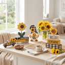 11 Pcs Sunflower Table Decorations Sunflower Tiered Tray Decorations Set Car Gnome Stack Signs Sunshine Farmhouse Rustic Table Tiered Tray Decor for Home Party
