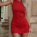 Women's Sleeveless Boat Neck Slim Fit Solid Color Mini Dresses Casual Office Party Club Y2K Summer Going Out Dresses