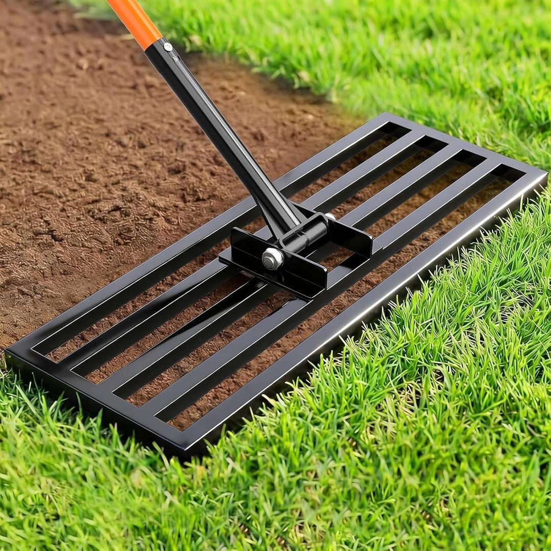 COZEER 30" x 10" Lawn Leveling Rake, Heavy Duty Stainless Steel Leveler Tool with 78" Adjustable Handle, Garden Yard Lawn Care for Garden, Golf Course, Farm and Pasture
