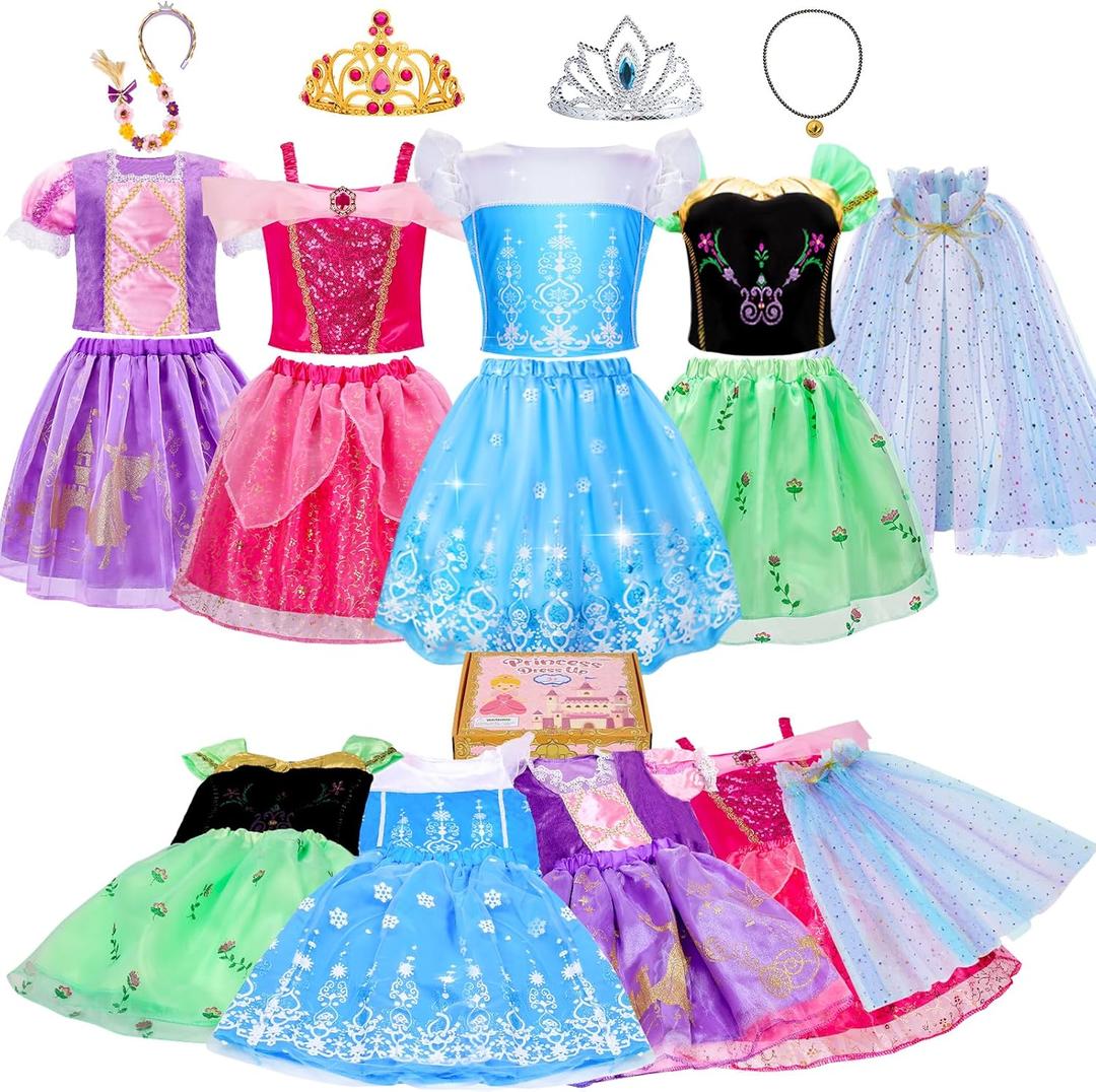 Meland Princess Dress Up - Dress Up Clothes for Girls with Toys,Christmas Birthday Gift for Toddler Girls 3,4,5,6,7,8 Years (Purple)