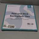 Commomy Thicker Peel and Stick Tiles - 10 pcs of 12" x 12" - 3D Adhesive Square Peel and Stick Tiles Backsplash for Kitchen, Bathroom, Removable, Waterproof, Vinyl Wall Tile (Glossy Zagora Beige & Thicker Design)