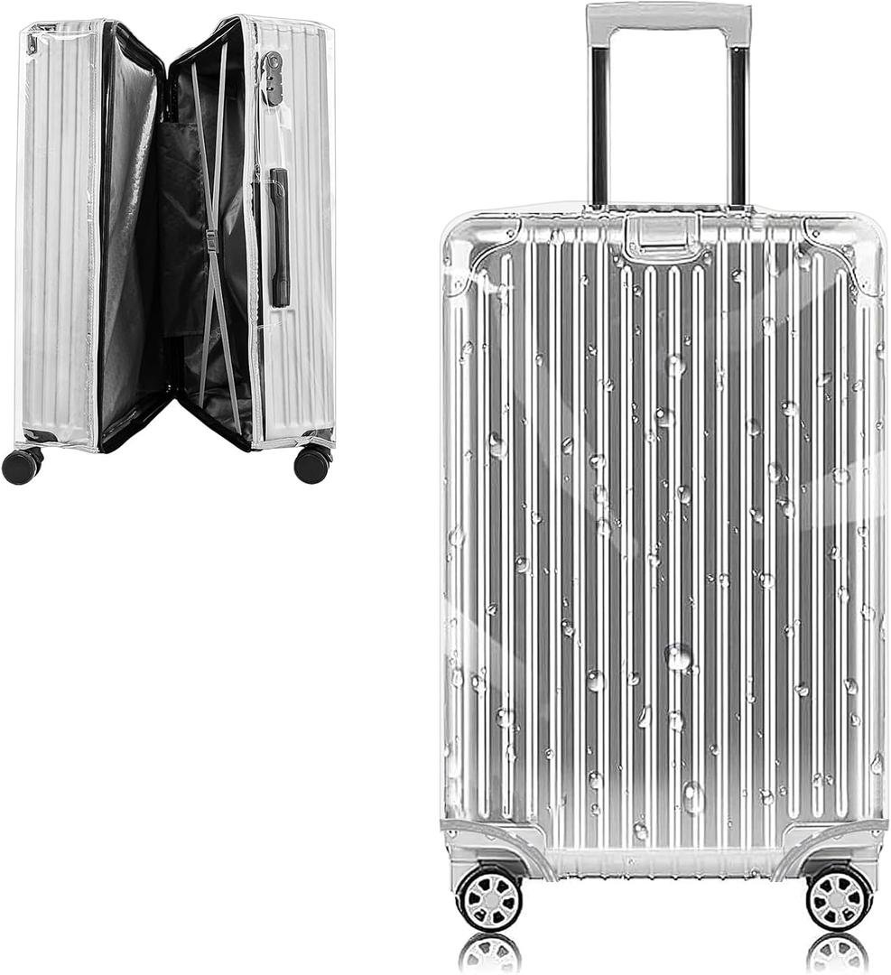 Yotako Upgraded Zippered Clear PVC Suitcase Cover, 24 Inch Luggage Covers for Suitcase Luggage Protector Cover 24'' (24inch, 70%clear 30%grey)