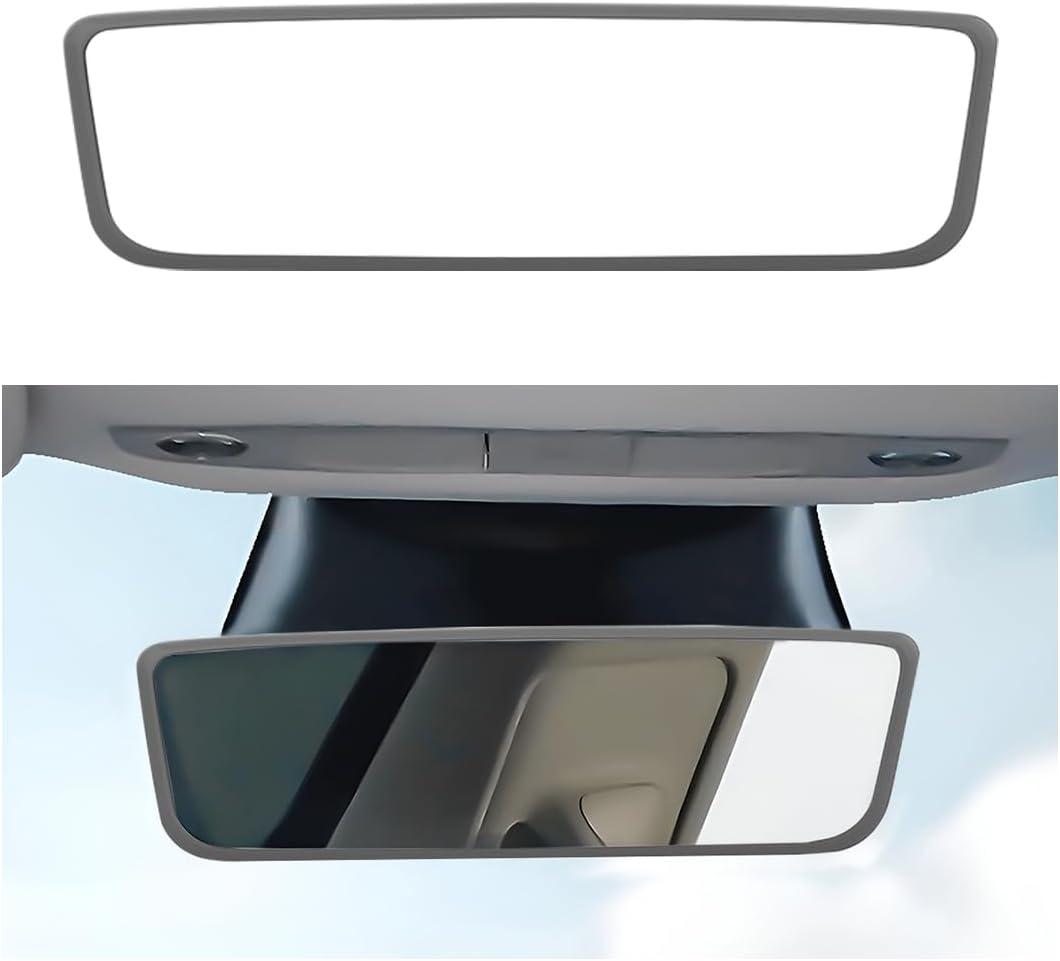 Zpana Model Y Rear View Mirror Protector Frame, Silicone Model 3 Car Rearview Edge Protection Cover, Automotive Interior Rearview Trim Decoration Accessories (Gray)