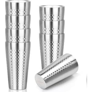 Metal Cup, 19 oz Insulated Tumbler, 8 Pack Double Wall Unbreakable Stackable Water Tumblers Premium Insulated Stainless Steel Cups Drinking Glasses for Home Travel Camping Outdoor (diamond-patterned)