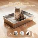 Soulbond Stainless Steel Litter Box, 27.5" L x 19.7" W x 6" H Extra Large Metal Litterbox for Big Cat and Multi-Cats Families, Non-Stick, Easy to Clean