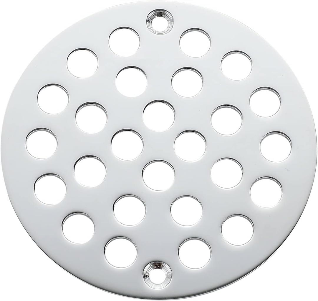 Round 4 Inch Screw-in Floor Drain Cover Replacement Shower Drainer Grate with Screws Chrome