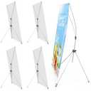 Zonon 4 Pcs X Banner Stand Adjustable Fit 23 x 63 to 32 x 78 Inch X Frame Banner Stand for Stores Tradeshow Restaurant Event Birthday Party Outdoor Activities Booth Display (Gray)