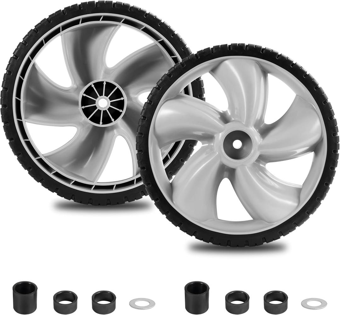 12x1.75" Lawn Mower Rear Wheels for Craftsman Arnold 490-324-0002, 12-Inch Plastic Wheels Tires Compatible with Poulan, Brute, Hon da, Hu sqvarna, Yard Machines Walk Behind Mowers, 2 Pack