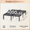 PRAISUN 4000LBS Full Bed Frame with Charging Station, 14 inch Bedframe