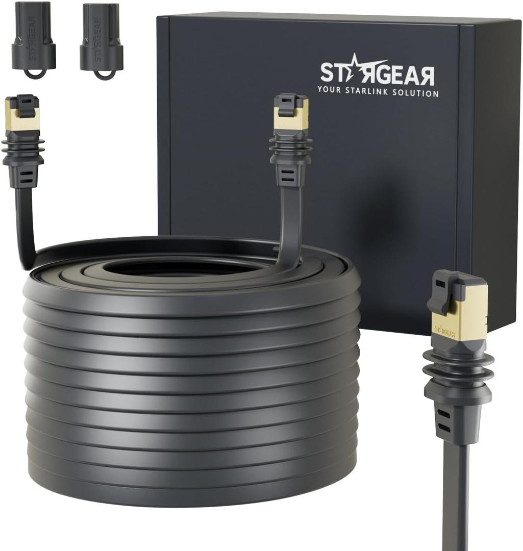 100FT Starlink Gen 3/Mini Cable, Starlink Flat Hidden Power Ethernet Cable, Starlink Accessories Extreme Slim Power Cord Shielded for Window Door, Compatible with SL Standard 4/4X/Gen3/Mini