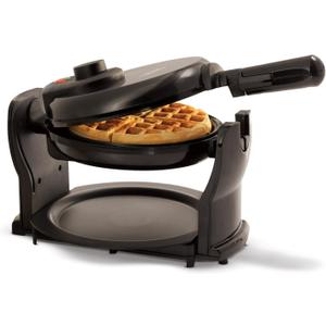 BELLA Classic Rotating Belgian Waffle Maker with Nonstick Plates, Removable Drip Tray, Adjustable Browning Control and Cool Touch Handles, Black
