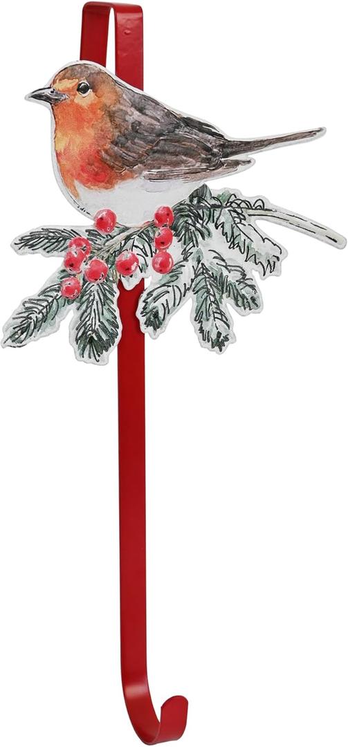 Vintage Christmas Wreath Hangers for Front Door Rustic Metal Xmas Ornament Robin Sign Bird Hook for Welcome Farmhouse Home Holiday Decoration