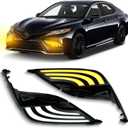 Switchback White/Amber LED Front Fog Daytime Running Lamp w/Dynamic Flash LED Turn Signal light Feature Compatible with Toyota Camry 2021-2024 SE XSE TRD