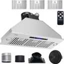 VEVOR Insert Range Hood, 900CFM 4-Speed, 36 Inch Stainless Steel Built-in Kitchen Vent with Touch & Remote Control LED Lights Baffle Filters, Ducted/Ductless Convertible, ETL Listed