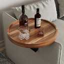 Acacia Wood Couch Arm Tray Table,Anti-Slip Adjustable Round Sofa Arm Tray,Wooden Armrest Caddy Table for Couches,Arm Chair Companion for Drinks Cellphone TV Remote Snacks