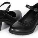Cusolemore Mary Jane Heels with Arch Support, Closed Round Toe Chunky Pumps for Women, Comfortable Block Heel Dress Shoes (8.5, Black)