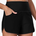 Women's 3" High Waisted Swim Board Shorts Quick Dry Beach Swimming Shorts for Women with Liner Pockets. Size XS, Black