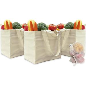 14-Pack Reusable Grocery Shopping Totes, Foldable Canvas Bags