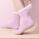 3 x 3 Pairs Fuzzy Socks for Women, Cozy Ladies Socks, Christmas Gifts & Stocking Stuffers, Warm Winter Gift (Pink-purple-green)