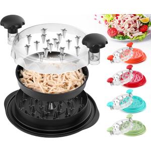 3rd Gen Chicken Shredder Tool Twist Large with Detachable Plate for Easy Transfer, Chicken Breast Shredder, Meat Shredder, Strong Anti-Slip Strip Base, Visible Lid, Ergonomic Handle, Dishwasher Safe