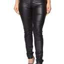 WAYRUNZ Womens High Waisted Stretch Faux Leather Pants PU Coated Legging Juniors (5) Black
