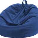 Nobildonna Bean Bag Chair Cover (No Filler) for Kids and Adults,Beanbag Stuffed Animal Storage Without Filling Plush Toys Holder and Organizer Soft Premium Corduroy 200L (Dark Blue)