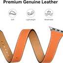 Bestig Bands Compatible with Apple Watch Band 40mm 41mm 38mm 42mm(Series 10 11) Women Men, Genuine Leather Double Tour Designed Slim Thin Strap for iWatch SE1/2/3 Ultra 3/2/1 Series 9 8 7 6 5 4 3 2 1