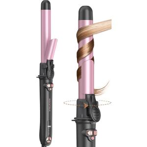 Wavytalk Rotating Curling Iron, Curl Cycle, 1 Inch Automatic Curling Wand for Long Hair, Get Effortless Beach Waves with Self Spinning Barrel up to 430F with Home Button, Dual Voltage, Rose Gold