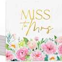 FYSUIMU 50Pcs Wedding Floral Paper Napkin Gold Foil Miss to Mrs Luncheon Napkin Pink Flower Disposable Dinner Napkins for Home Kitchen Bridal Shower Engagement Wedding Bachelorette Party Decoration