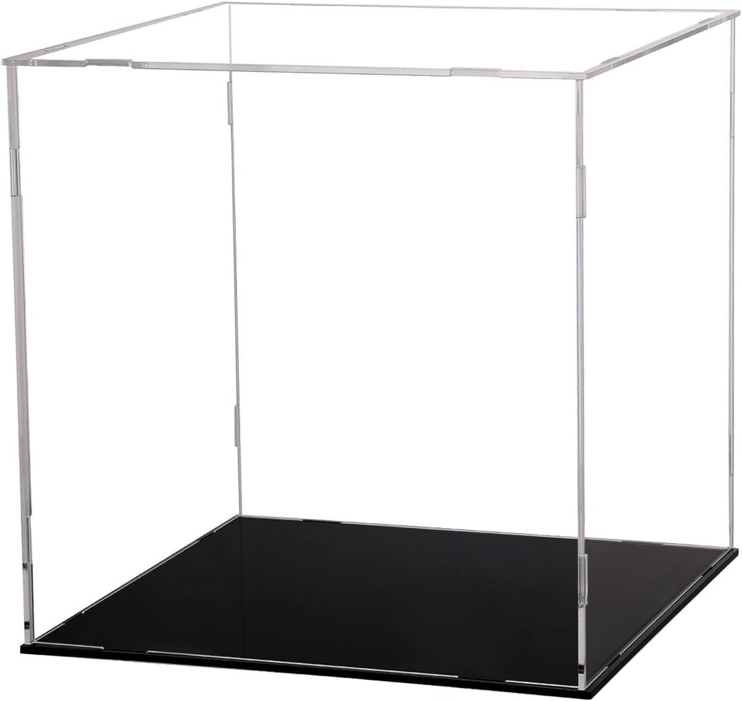 Evron Display Case for Collectibles Assemble Clear Acrylic Box Alternative Glass Case for Display Action Figures Home Storage & Organizing Toys (17.7x17.7x17.7 inch; 45x45x45 cm)