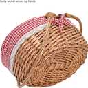 Wicker Picnic Basket with Removable Liner Empty Picnic Baskets with Lid for 2, Picnic Hamper with Foldable Handles for Picnic 2,Checkered