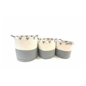 HD Large Fabric Rope Basket Set of 3