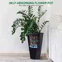 GarveeLife 22.5 in Tall Diamond Planters Set of 2, Self Watering Planters with Water Level Monitor, Flower Pots Outdoor and Indoor for Patio, Porch, Living Room, Home Office, Black