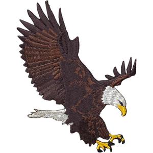 Bald Eagle Landing Iron On Patch Embroidered Eagle Applique for Jackets, Vests & Backpacks (3.88 inch x 3 inch)