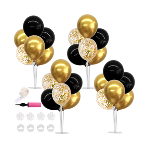 TONIFUL 4 Set Black Gold Balloon Centerpieces for Table,Balloon Stand Kit for Black Gold Party Decor 40th 50th 60th 70th Birthday Decorations Anniversary Graduation Decorations 2026 New Year Eve