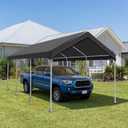 SIHAIAN 10 x 20 Ft Carport Replacement Canopy Cover(No Frame), Easy to Set up Carport Canopy, 500D Heavy-Duty Garage Top Tent Shelter Tarp Waterproof and UV Protected (Only Canopy Cover) Black