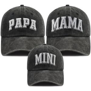 Funny Embroidered Papa Mama Mini Parent-Child Hat, Adjustable Matching Family Baseball Cap Set of 2