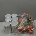 Domensi 6 Sets Wedding Centerpiece for Table Decoration Orange Artificial Fake Rose Flower with Metal Vase Faux Silk Rose Bouquet Floral Arrangement for Bridal Shower Home Dining