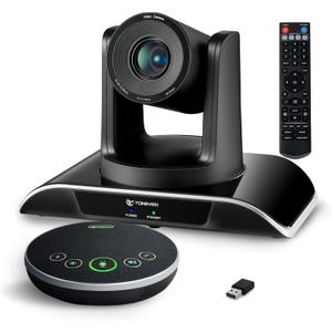 TONGVEO All-in-One Conference Room Video Camera System Al Auto-Tracking HD1080P 60fps 3X Optical Zoom USB3.0 HDMI PTZ Camera and Bluetooth Conference Speakerphone with Microphones
