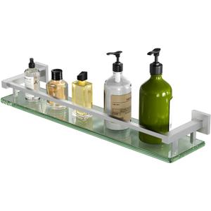 Alise Bathroom Shelves,Brushed Nickel Glass Shelf for Bathroom, Modern Floating Shelves,20 inch