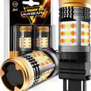 Auxbeam B21 Series 3157 Switchback LED Bulbs Built in Resistor CANBUS Error Free Anti Hyper Flash T25 3057 3457 4157 Bulbs White and Amber 600% Super Bright Turn Signal Light DRL Parking Light