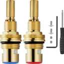 Brass 1-001 & Brass 1-002 Ceramic Valve Cartridge, Compatible with Cold widespread Cartridge and Hot widespread Cartridge, Brass Construction, include Brass 1-001 & Brass 1-002
