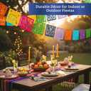 Mexican Party Banners (5 Pack with 10 Plastic Flags per Banner) - Papel Picado Mexicano Para Fiesta - Plastic Papel Picado - Fiesta Themed Party Decorations - Mexican Decor Cinco de Mayo